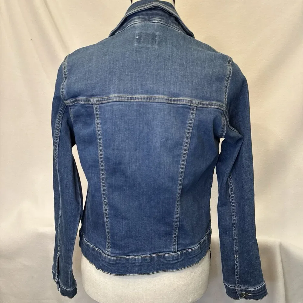 Children's Place Girl’s Denim Jean Jacket Girls 16 Stretch Denim Blue Button NWT